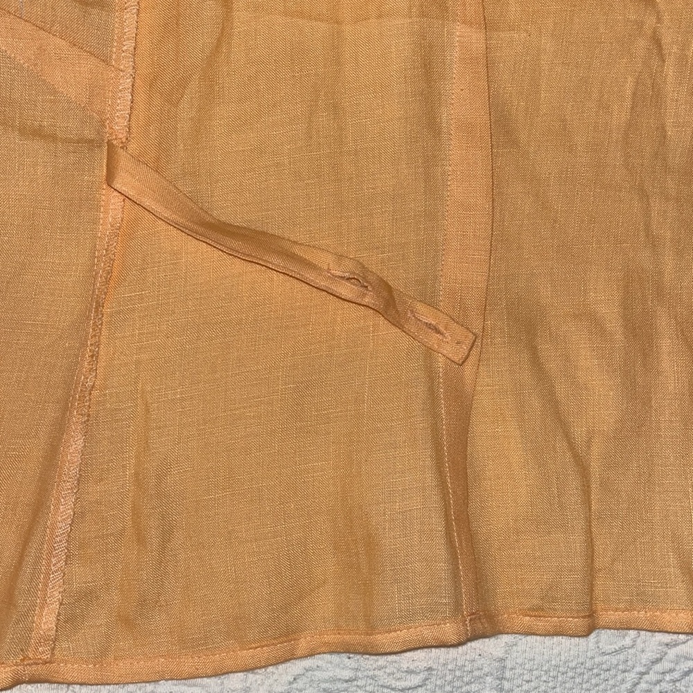 Edward 100% Irish linen sleeveless top. Orange crossbody tie. large. Fall. - Picture 11 of 11
